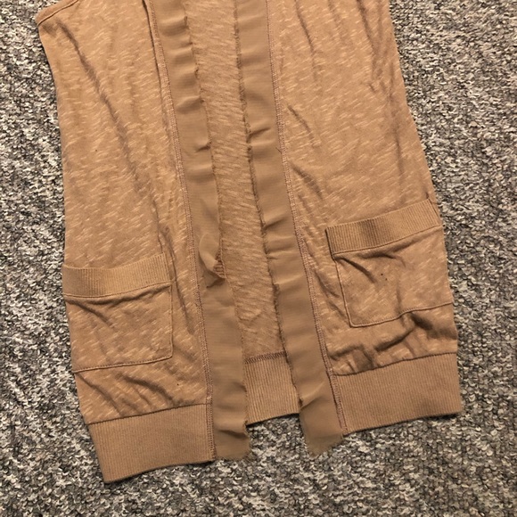 Decree Blend Long Cardigan Sleeveless With Pockets Tan Size Medium - Picture 7 of 12
